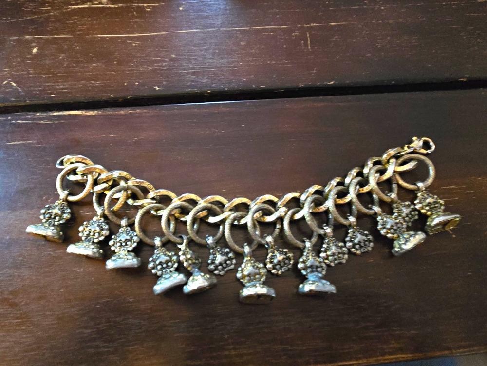 JBW Just The Right Thing Fob Charm Bracelet Ornate Chunky Victorian Revival